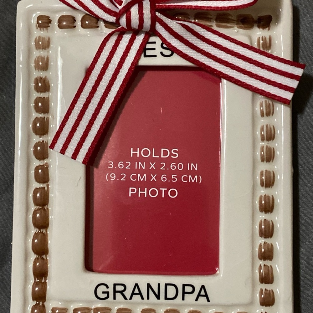 Best Grandpa Hanging Photo Picture Frame Holiday Ornament Baby Announcement
